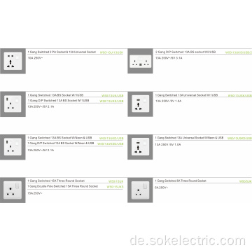 Weiße Steckdose mit USB-Buchse und Schalter